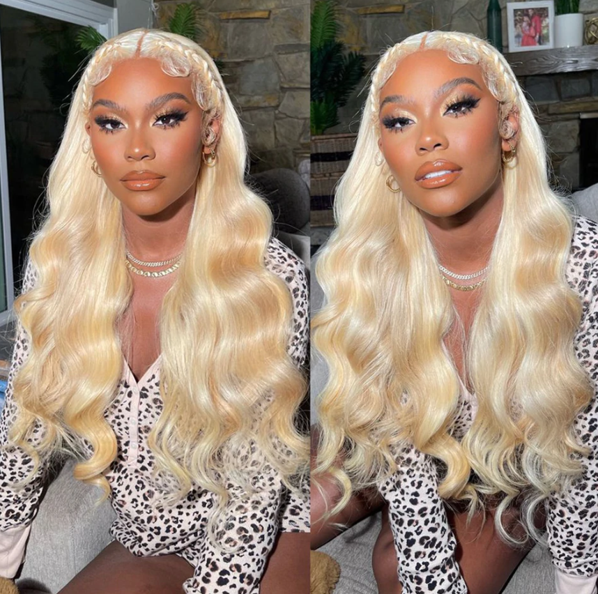 【613 blonde 13X4 Lace Frontal Wig】200% Density, Pre-plucked with Baby Hair, Swiss Lace, Body Wave