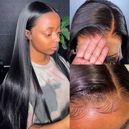 【13X4 Lace Frontal Wig】200% Density, Pre-plucked with Baby Hair, Swiss Lace, Straight