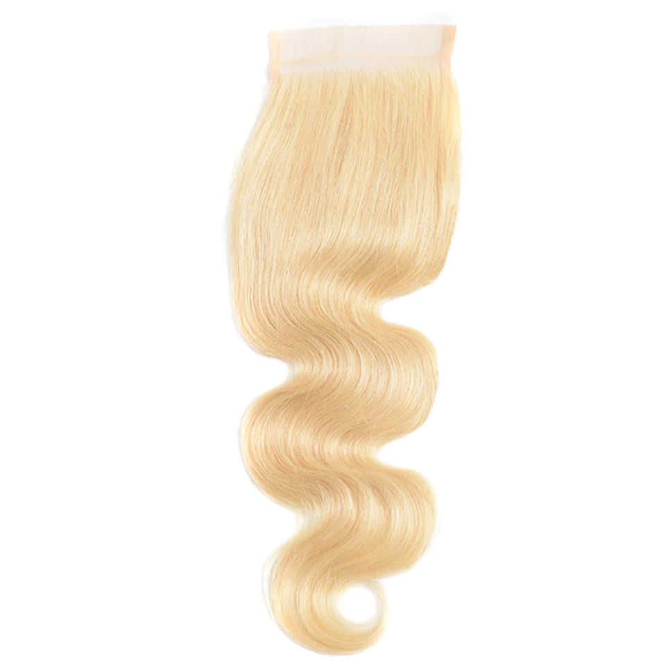 【613 Blonde 4X4 Lace Closure】10-20 inch 100% Virgin Hair, Pre-plucked with Baby Hair, Free Part, Body Wave