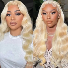 【613 blonde 13X4 Lace Frontal Wig】200% Density, Pre-plucked with Baby Hair, Swiss Lace, Body Wave