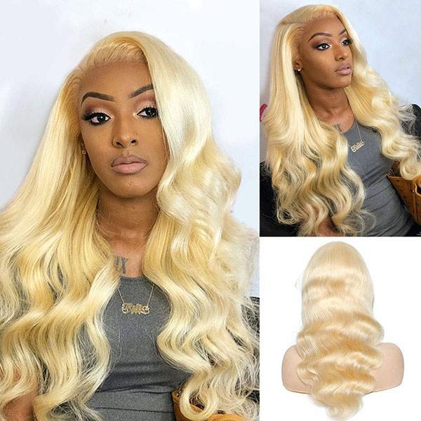 【613 blonde 13X4 Lace Frontal Wig】200% Density, Pre-plucked with Baby Hair, Swiss Lace, Body Wave