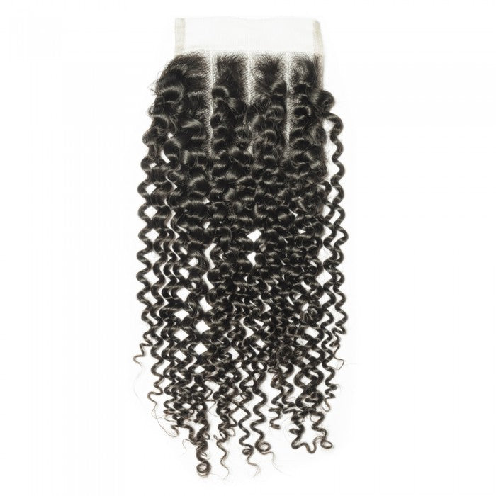 【4X4 Lace Closure】10-20 inch 100% Virgin Hair, Pre-plucked with Baby Hair, Free Part, Kinky Curly