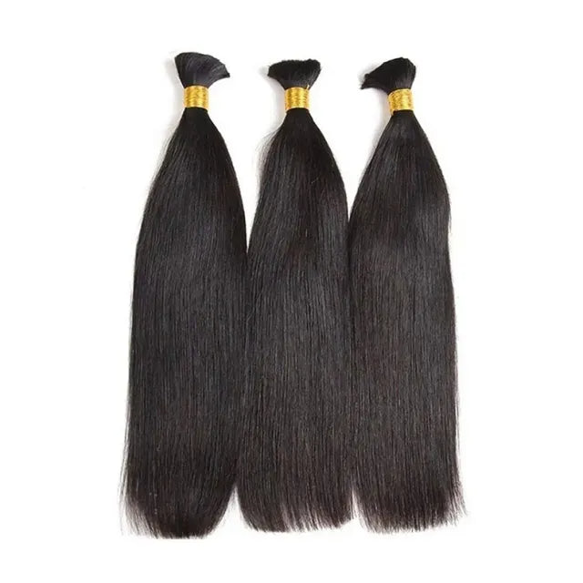 【Hair Bulk】14-30inch 100% Human Hair, #1B black Hair Bulk Extension in Different Textures