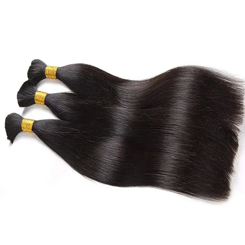 【Hair Bulk】14-30inch 100% Human Hair, #1B black Hair Bulk Extension in Different Textures