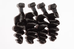 10-30inch Loose Wave 100% Virgin Human Hair Bundle #1B black